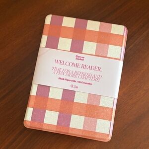 Pink and White Checkered Kindle Paperwhite Case 11th generation